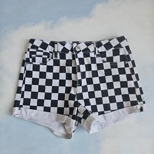 Checkered Black and White Women Shorts